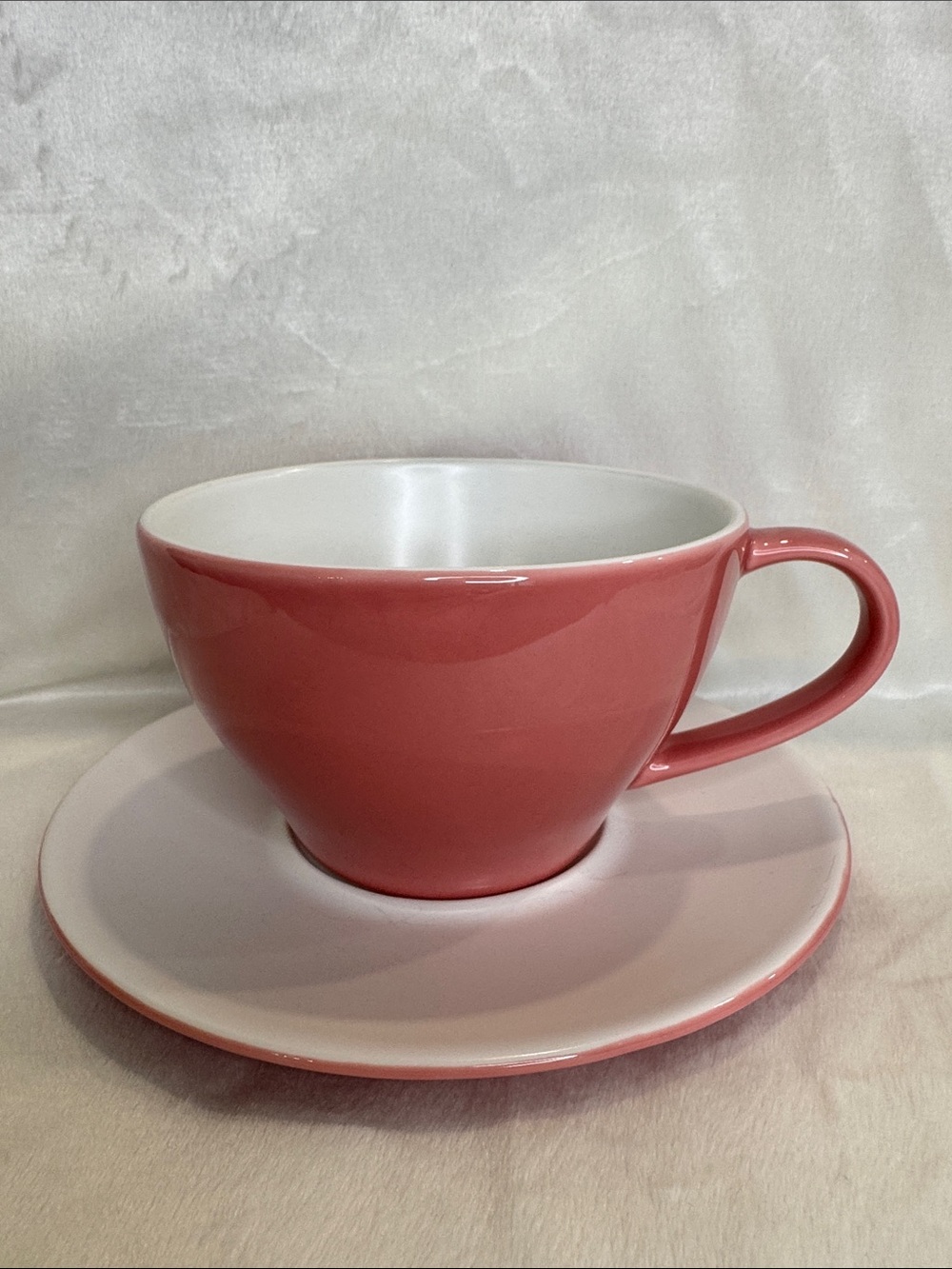 Starbucks Cup & Saucer Set Pink Hearts 2005 Large 16 oz. Vintage